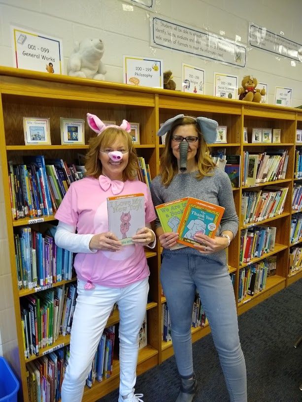 Mrs. Douglas and Mrs. Zimmerman as Piggie and Elephant