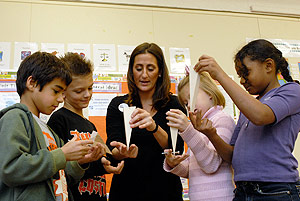College Gardens ES teacher Alison Colen  with students in the International Baccalaureate Primary Years Programme