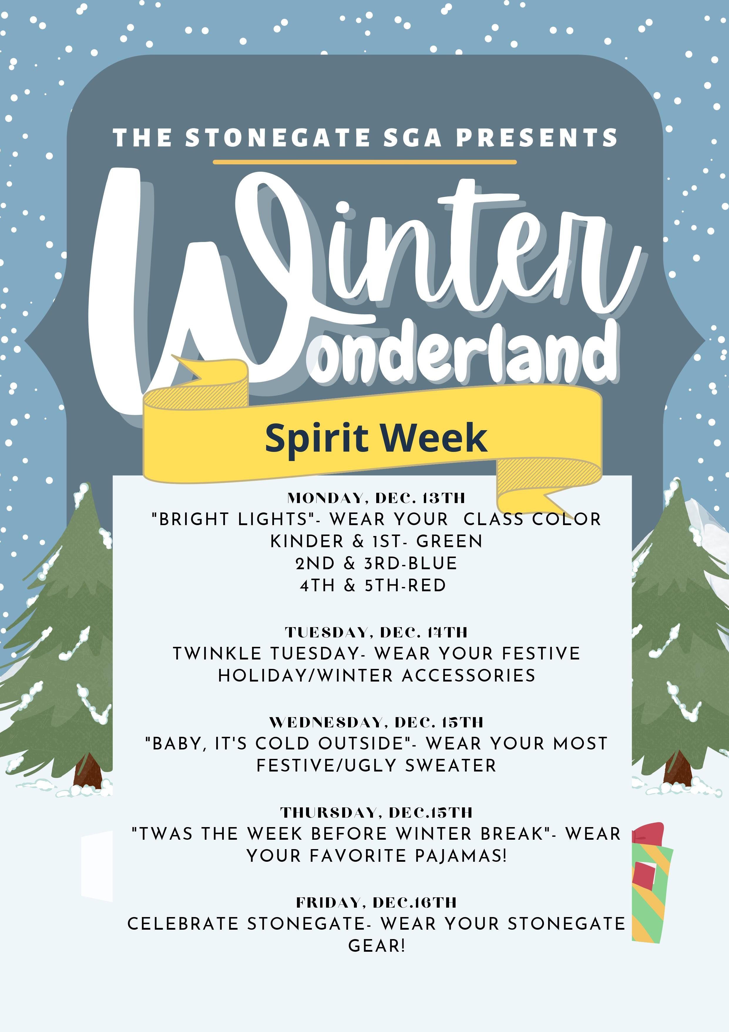 Winter Wonderland Spirit Week | Stonegate ES