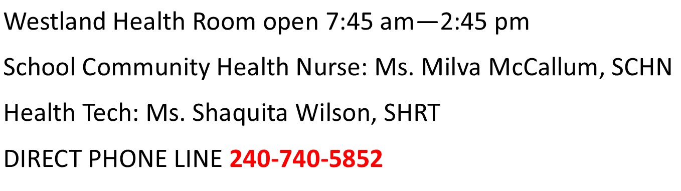 Health Room Contact Info 2024-2025