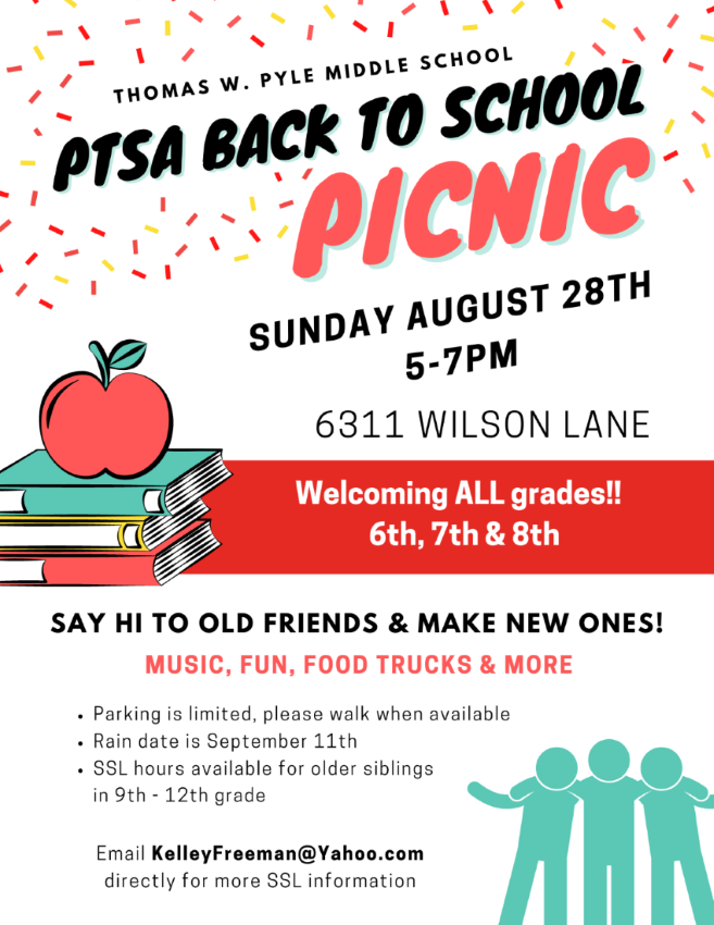 Back to School Picnic, Aug 28, 5-7pm | Thomas W. Pyle MS