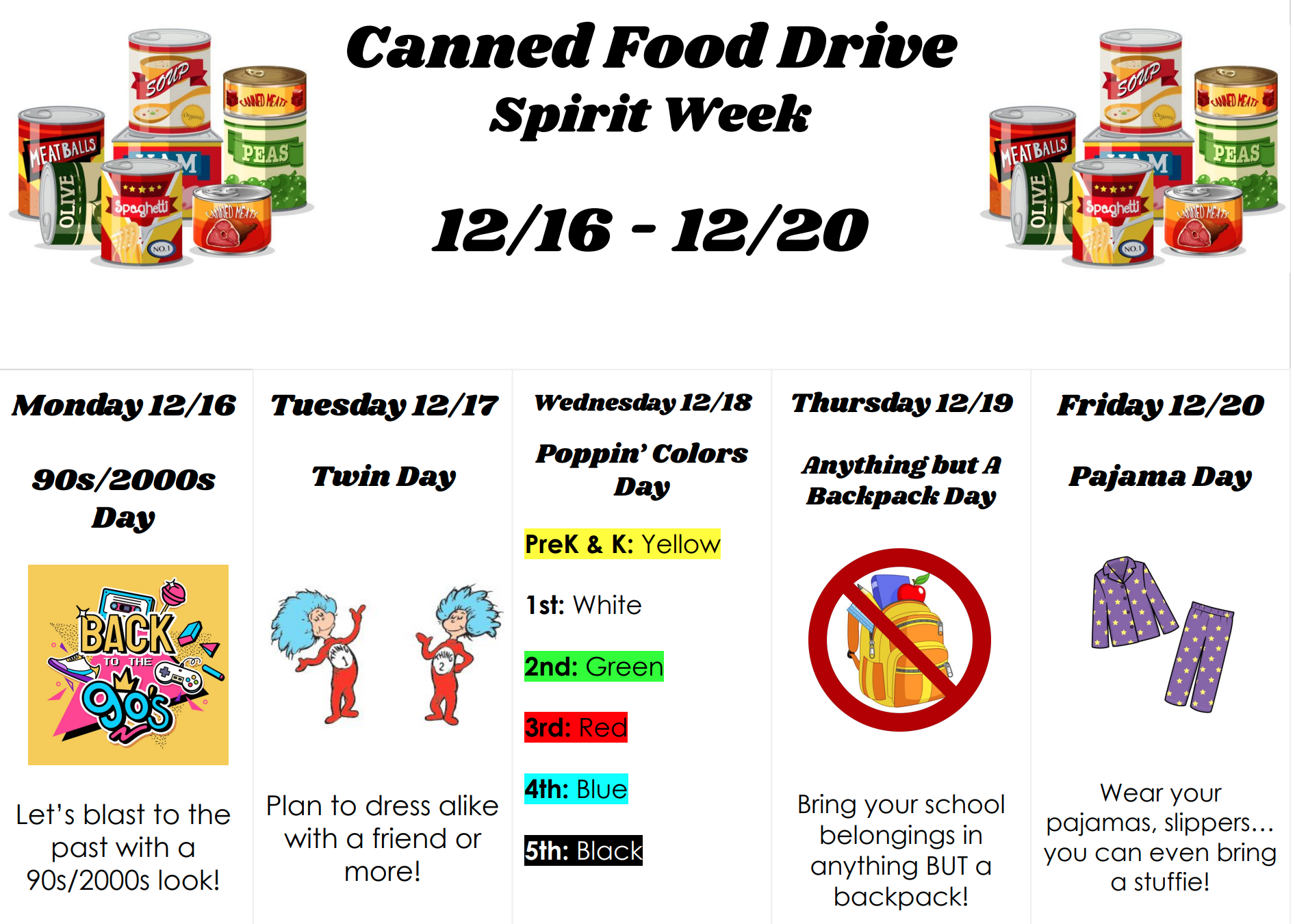 Canned Food Drive Spirit Week